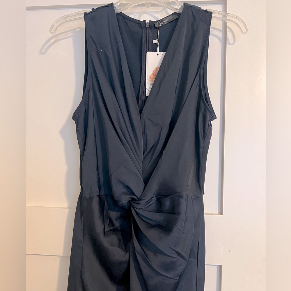Pretty Garden silk dress perfect for wedding guests large nwt navy